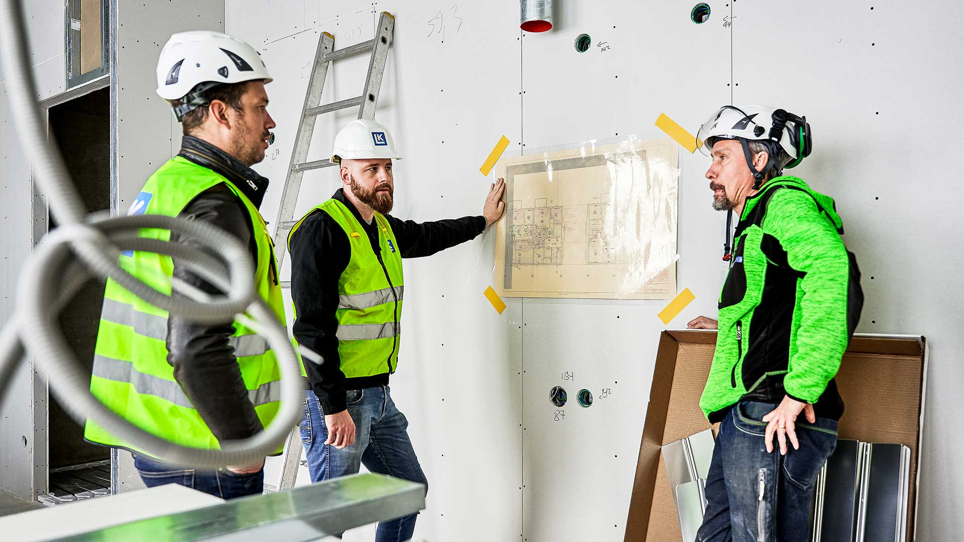 Insallatører på byggeplass