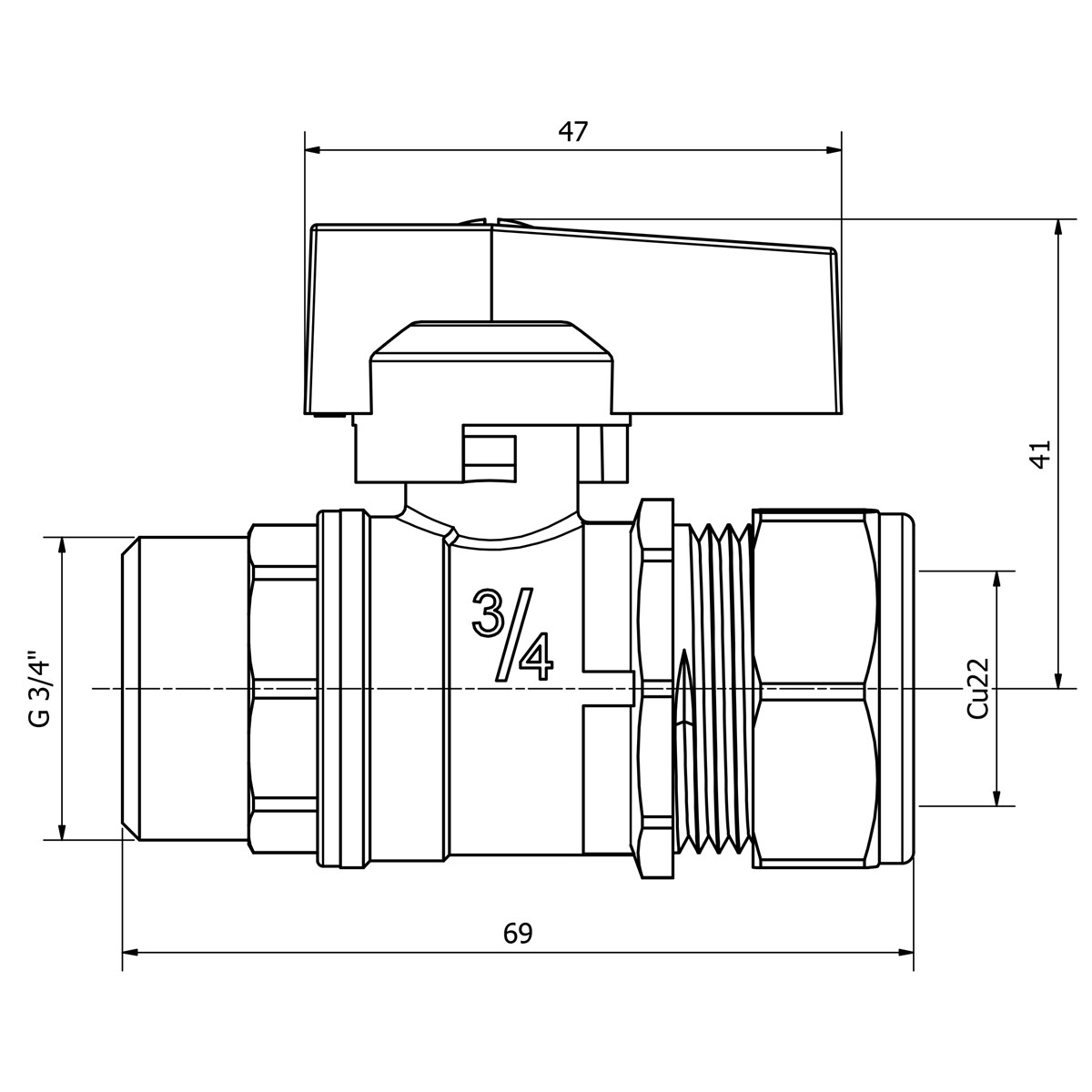 LK Kulventil 802 rak Cu22 x G20 utv