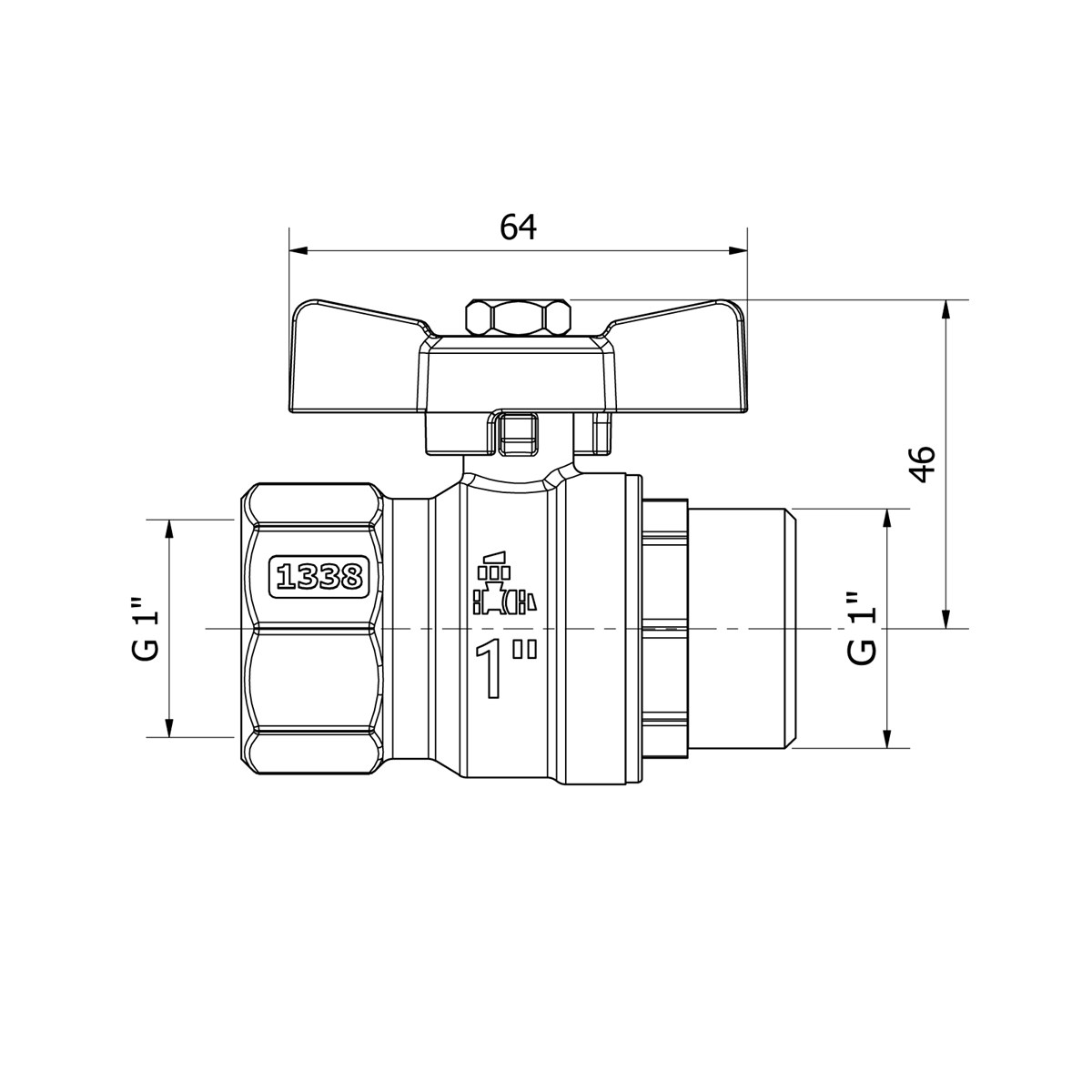 LK Kulventil 434, rak inv/utv