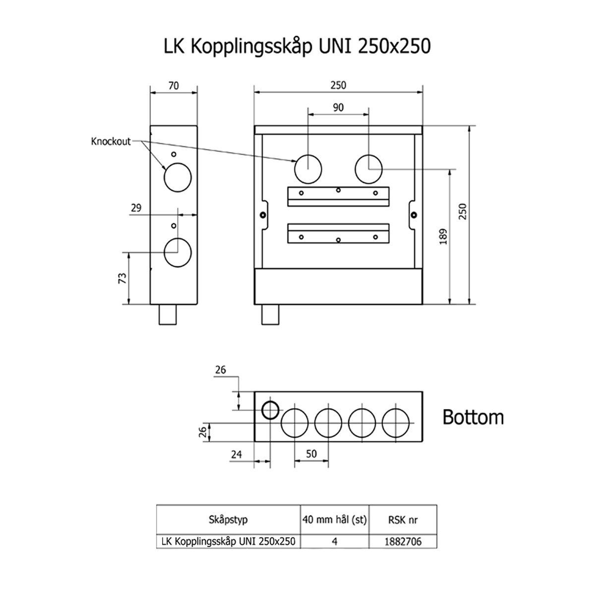 LK Kopplingsskåp UNI 250x250