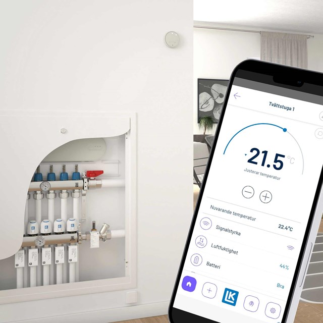 Bruk MyLK-appen for å styre LK Arc og gulvvarmen