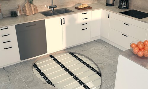 Rør i gulvet på kjøkkenet